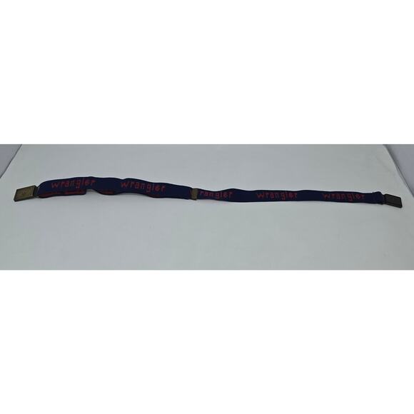 Vintage Wrangler Boy's Woven Elastic Belt Navy Blue Red Magnet Buckle 36" Adjust - Picture 3 of 11
